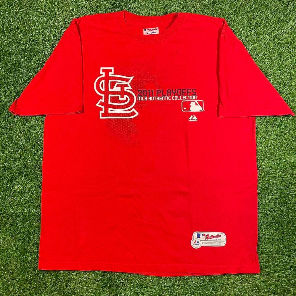 St. Louis Cardinals 2011 Playoffs MLB Majestic Red T-Shirt Men's Size XL